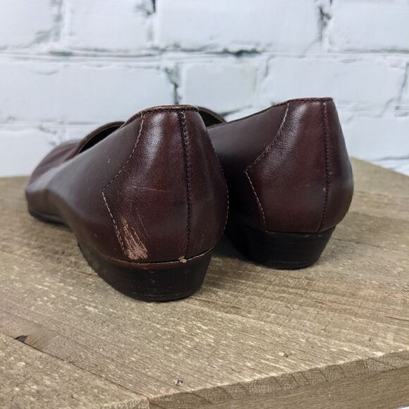 Vintage Aldo Brown leather flats loafers pointed toe slip on shoes for women 6.5 - Picture 7 of 9